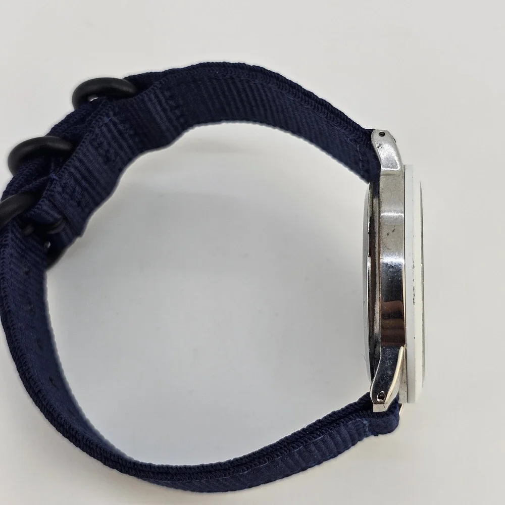 38MM Men's Watch Gray Dial New Navy Blue Canvas‎ Bands New Battery